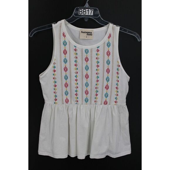 Savanna Jane Going The Distance Embroidered Tank W/peplum Waist Size Small New - Picture 1 of 7